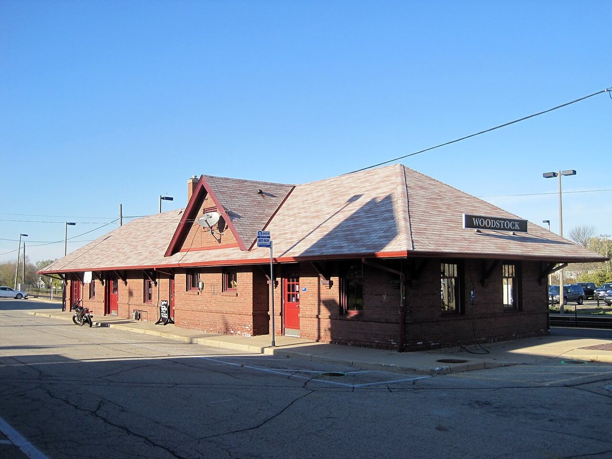 Historic town square and opera house in Woodstock, Illinois