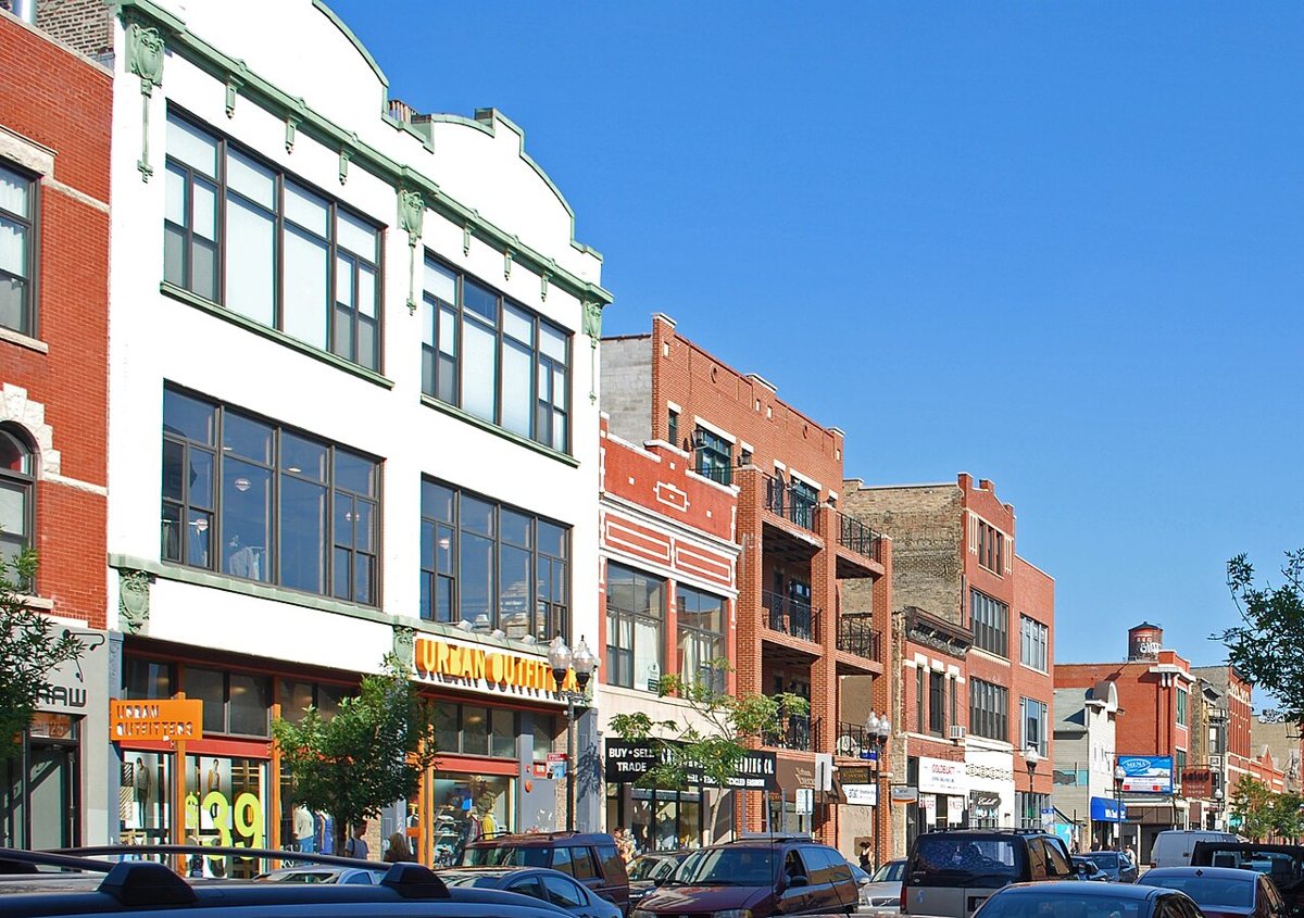 Milwaukee Avenue indie retail corridor in Wicker Park Chicago